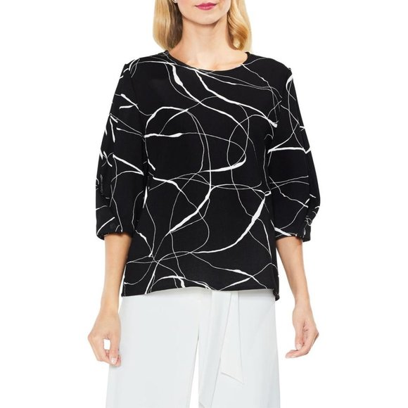 NWT Nordstrom Vince Camuto Ink Swirl Print Blouse - Picture 1 of 3